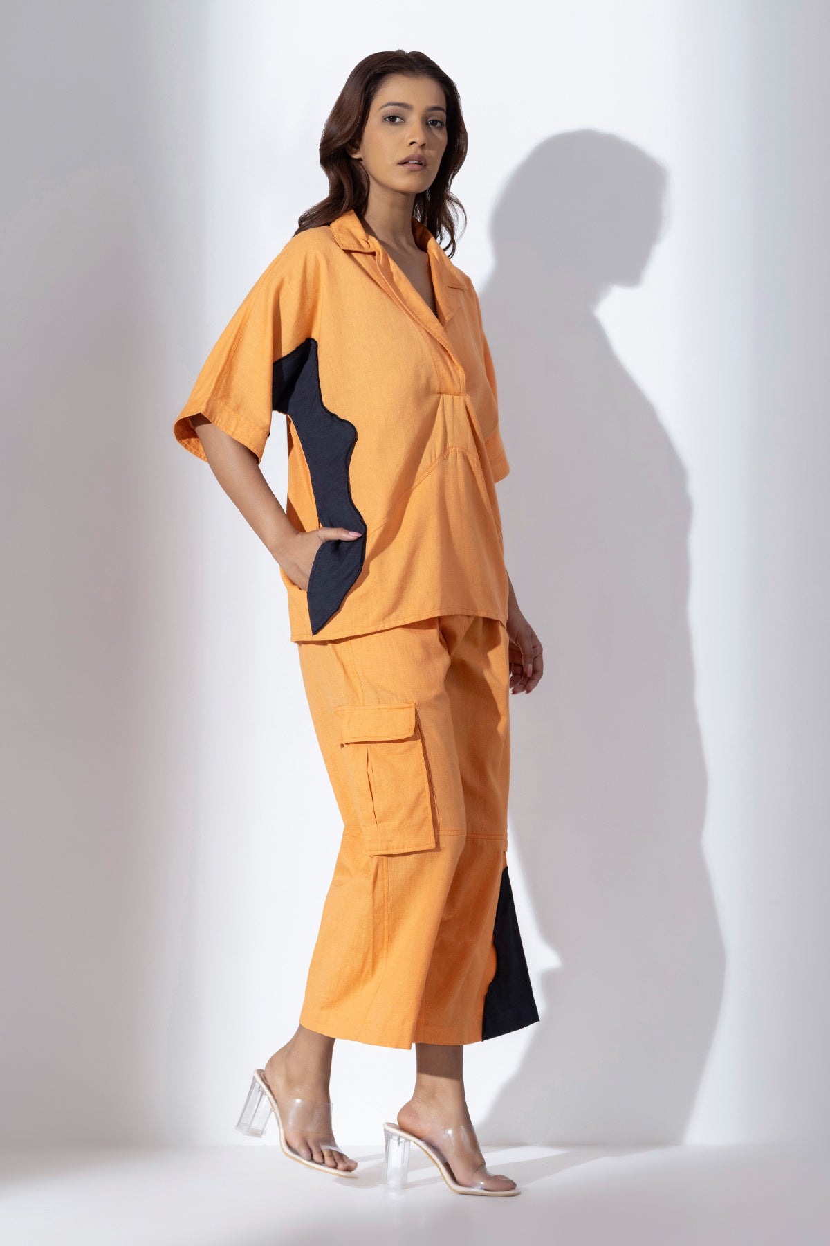 Warm Orange Applique Work Shirt