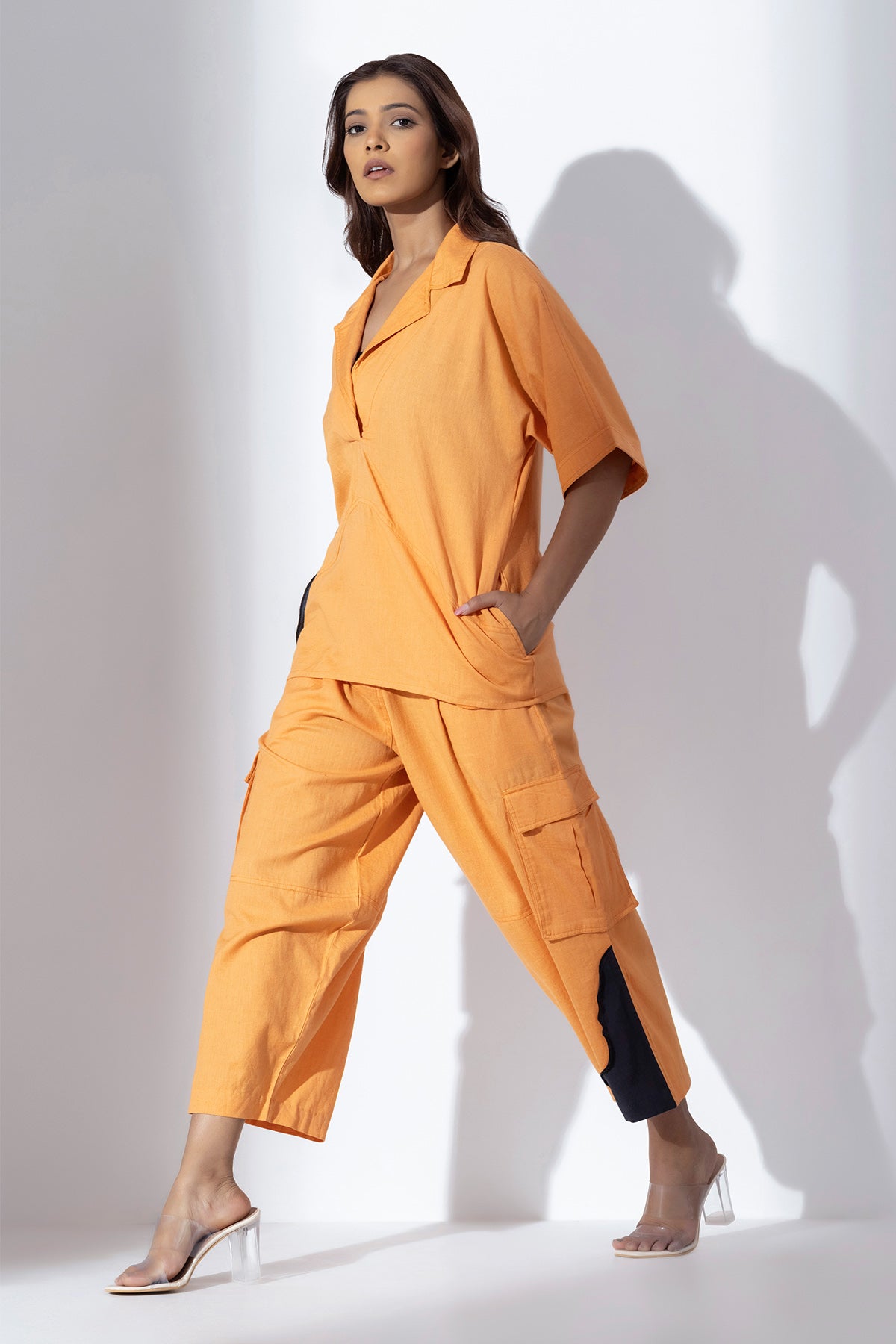 Warm Orange Applique Work Shirt