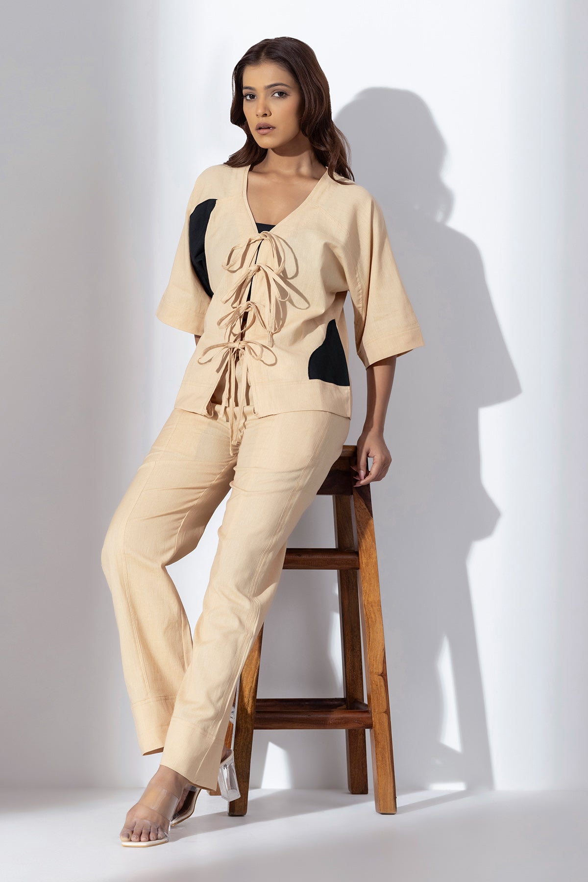 Warm Sand Cotton Straight Pants