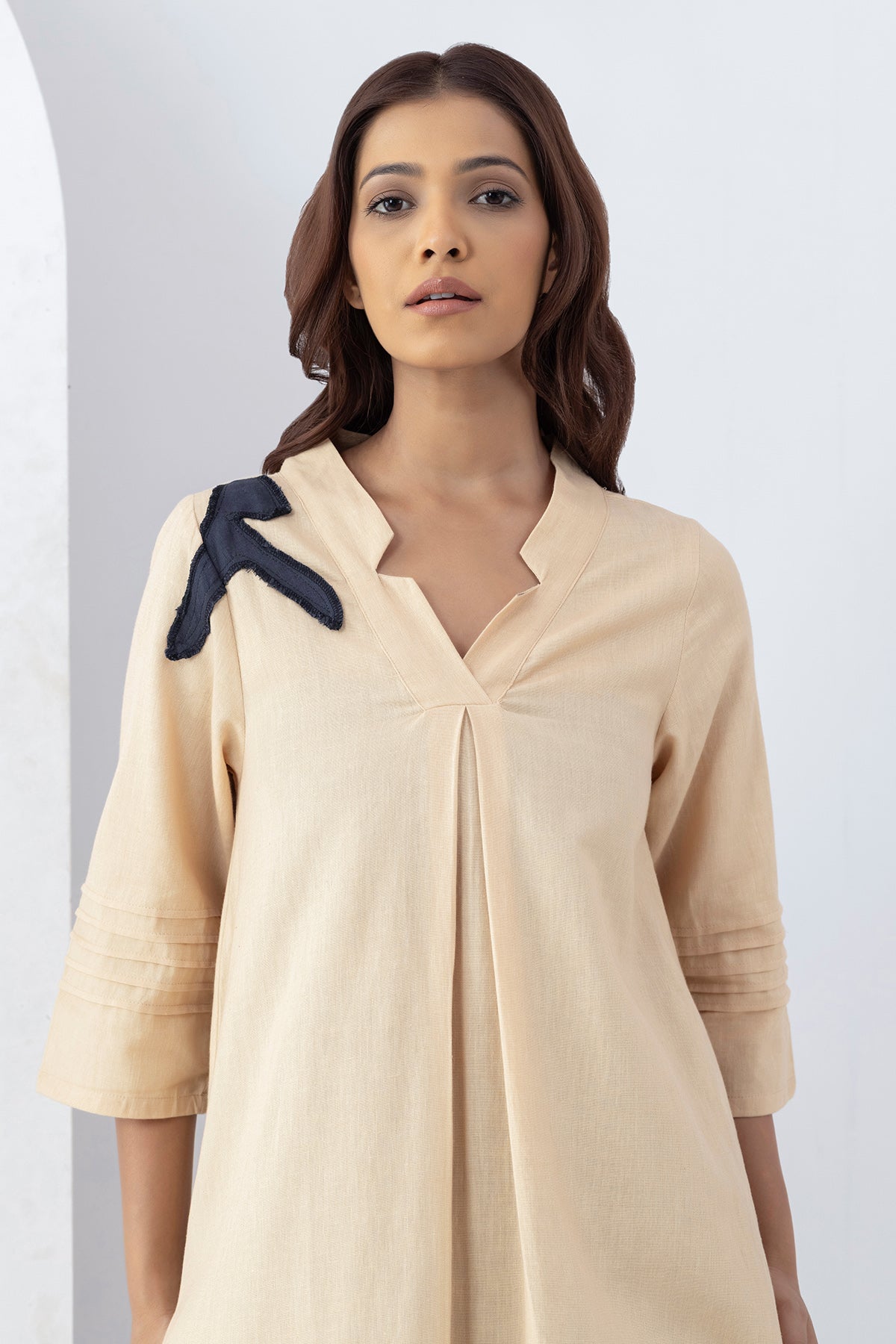 Warm Sand Patchwork A-Line Tunic