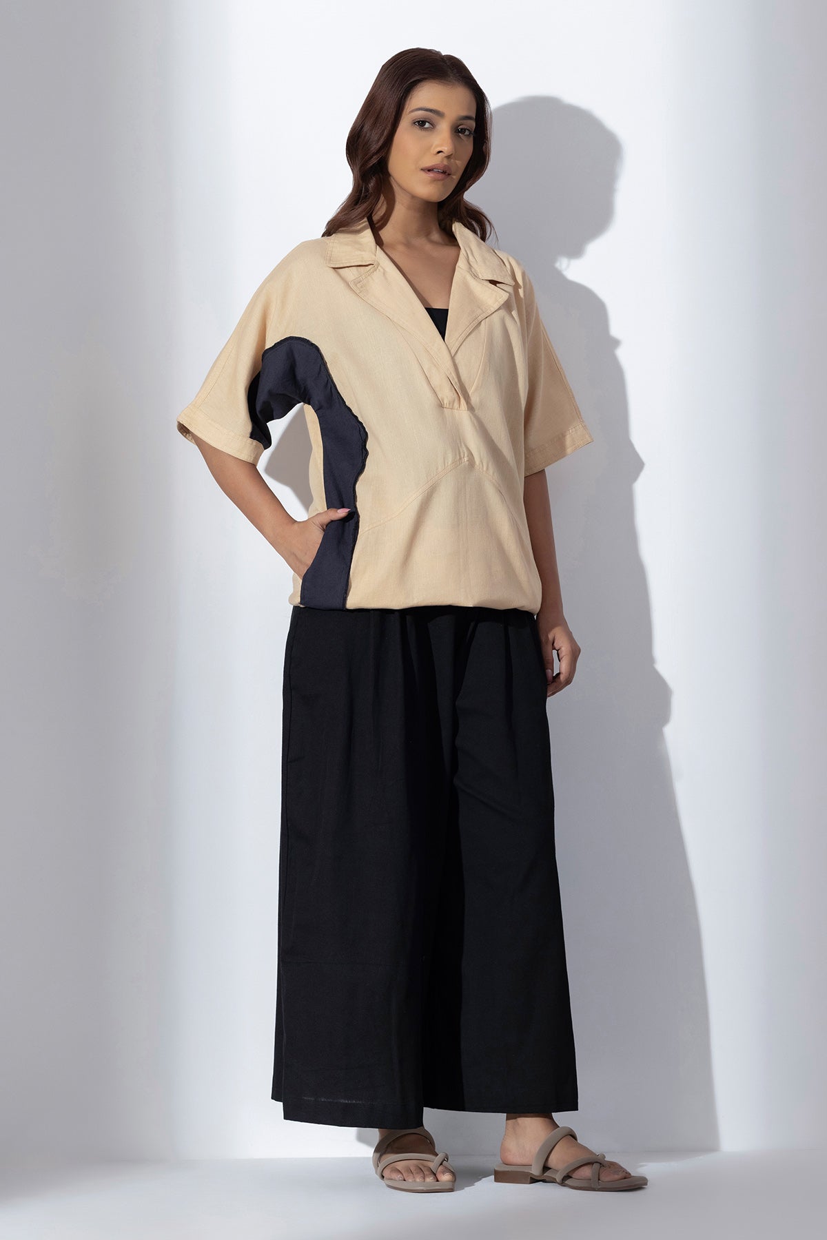 Warm Sand Patchwork Detail Shirt