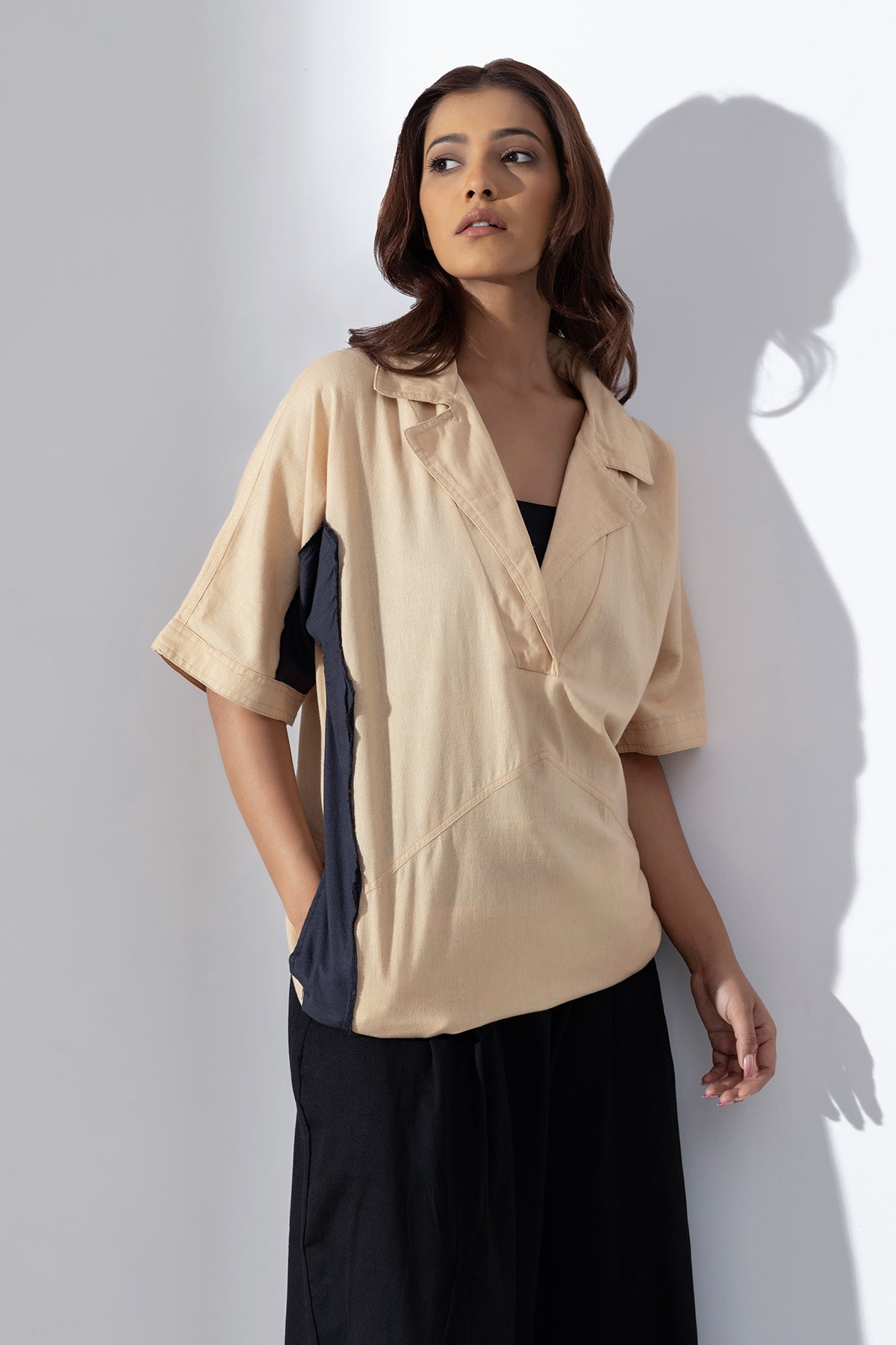 Warm Sand Patchwork Detail Shirt