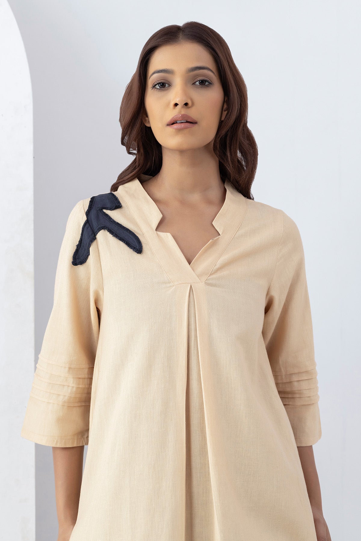 Warm Sand Patchwork Midi Dress