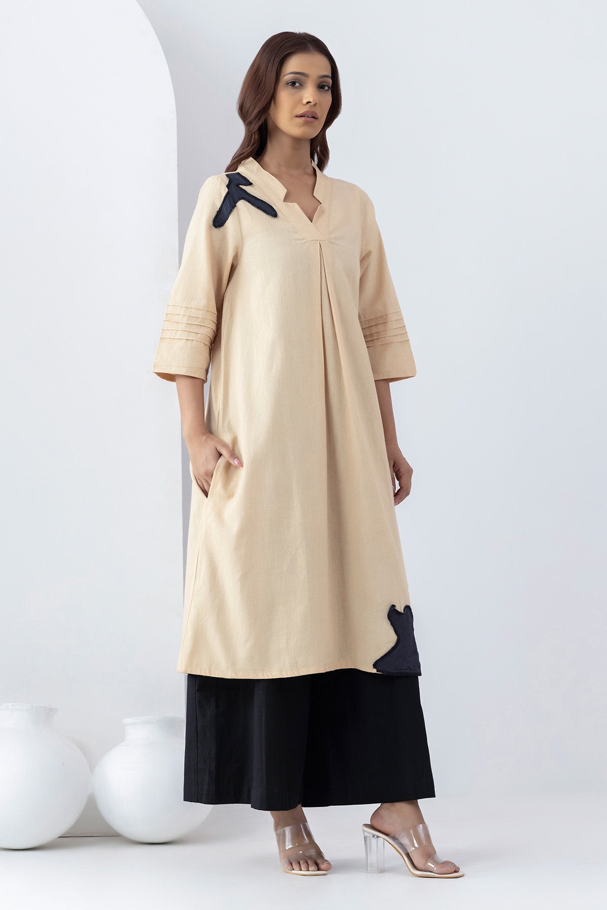 Warm Sand Patchwork Tunic Set