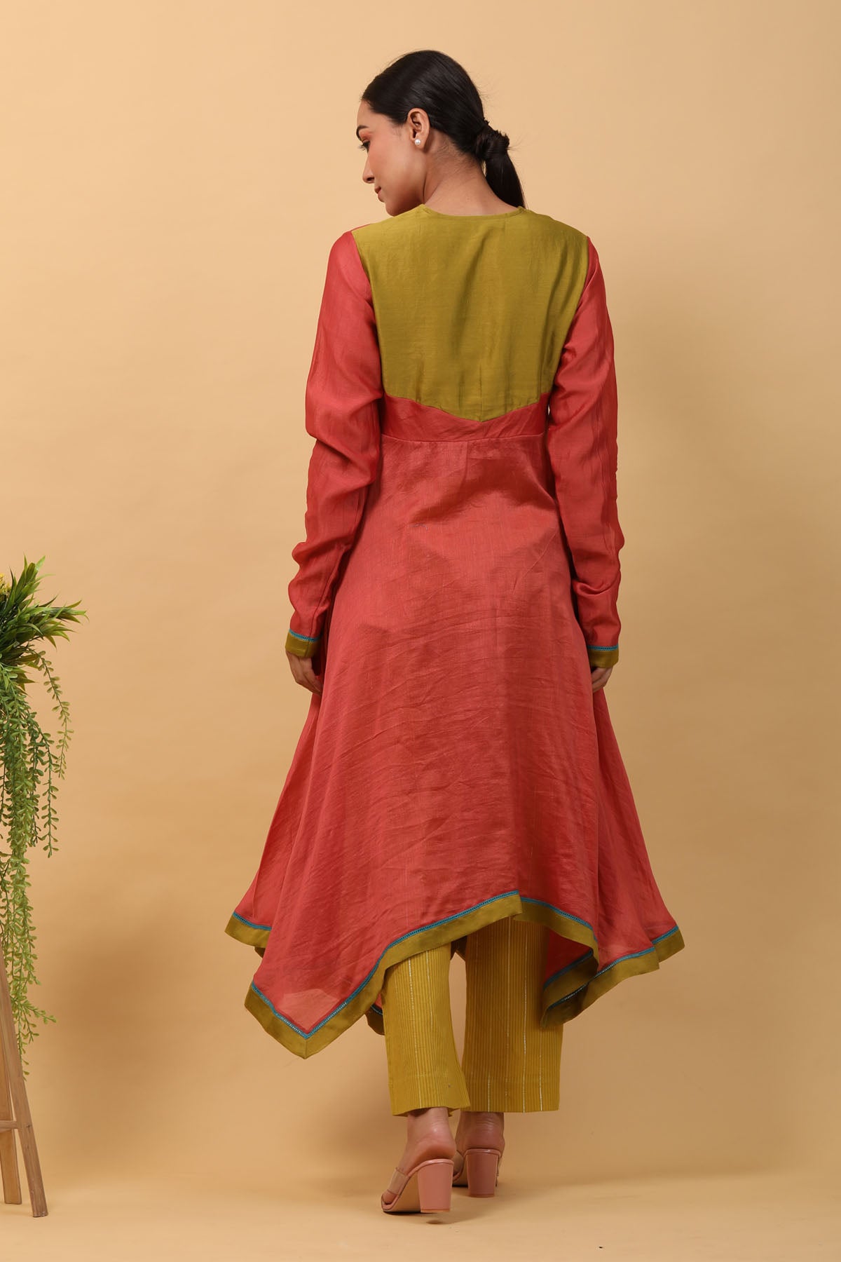 Waterfall Hem Chanderi Anarkali Set