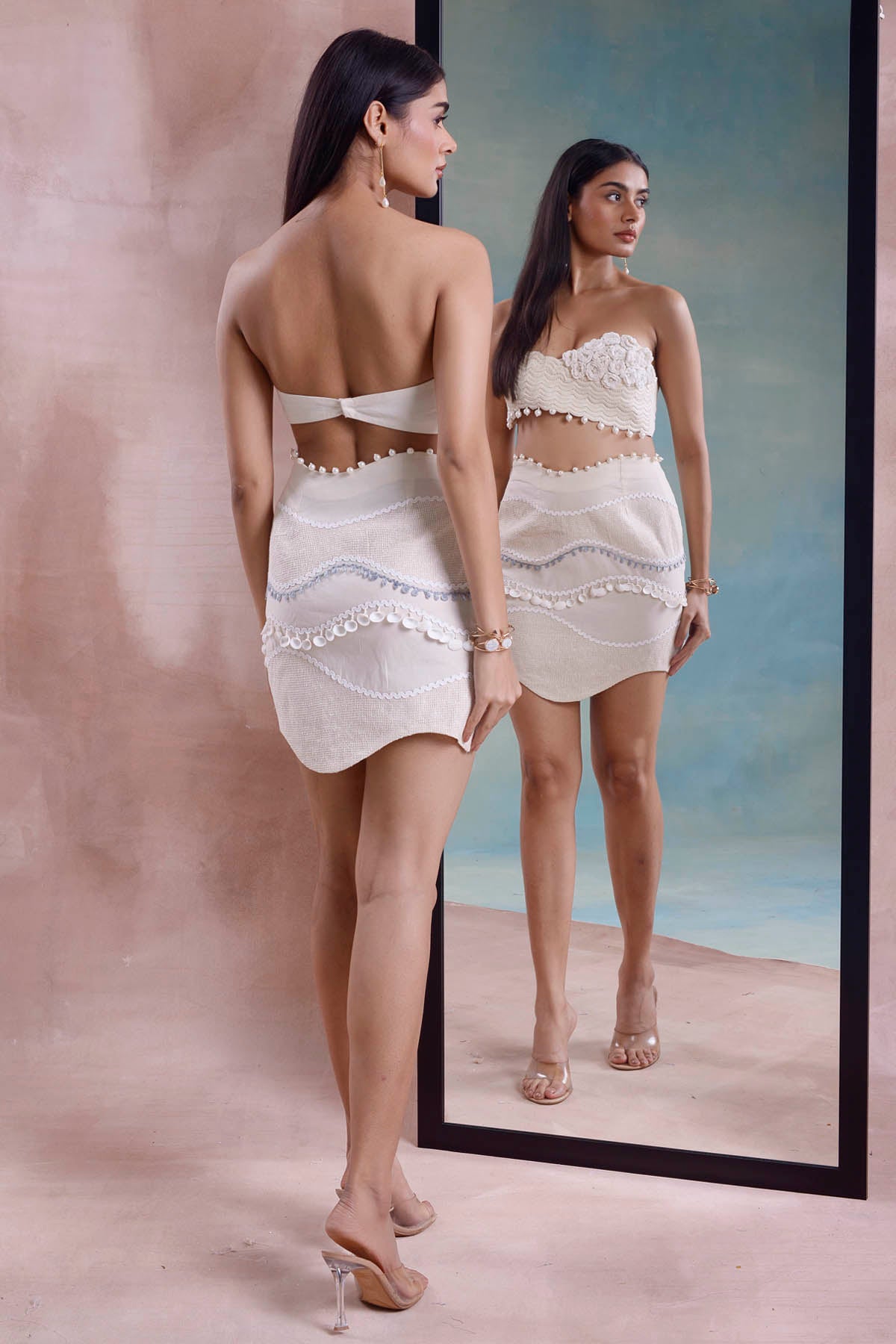 Wave Mini Skirt & Floret Bustier