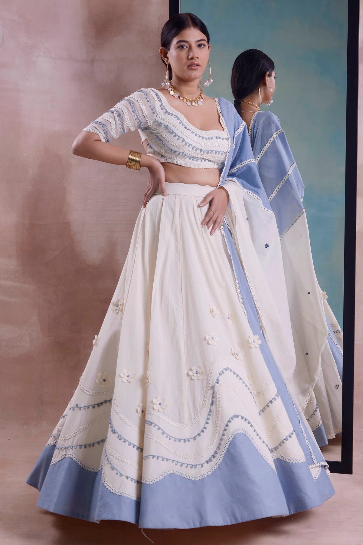 Wave Patchwork Lehenga Set
