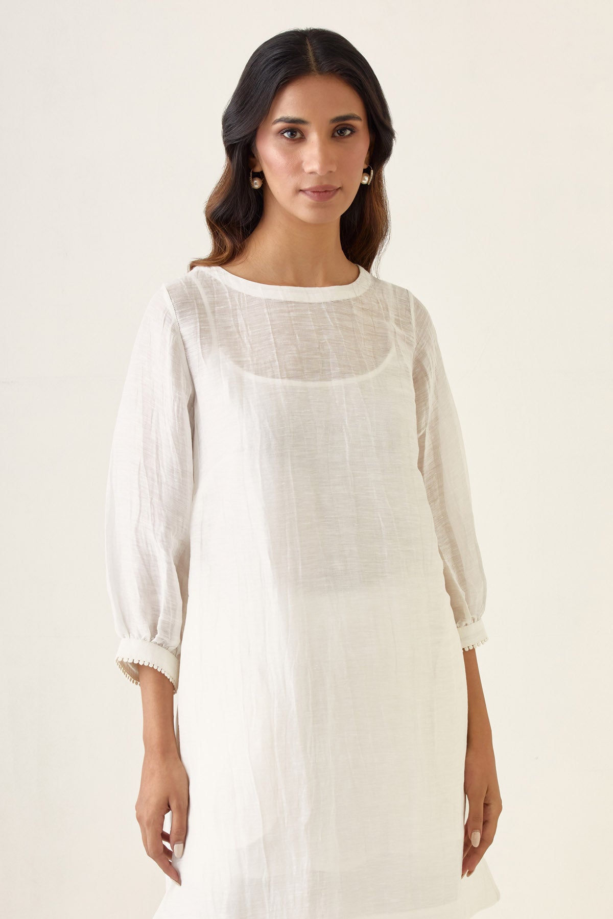 White Round Neck Kurta & Pants