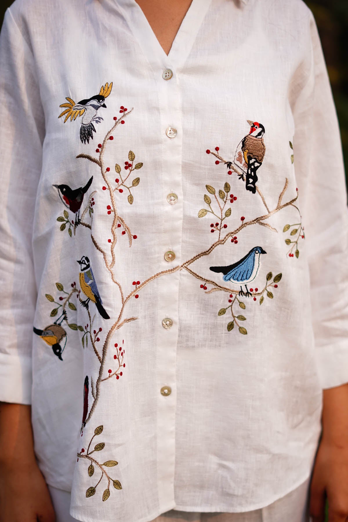 White Bird Embroidered Shirt