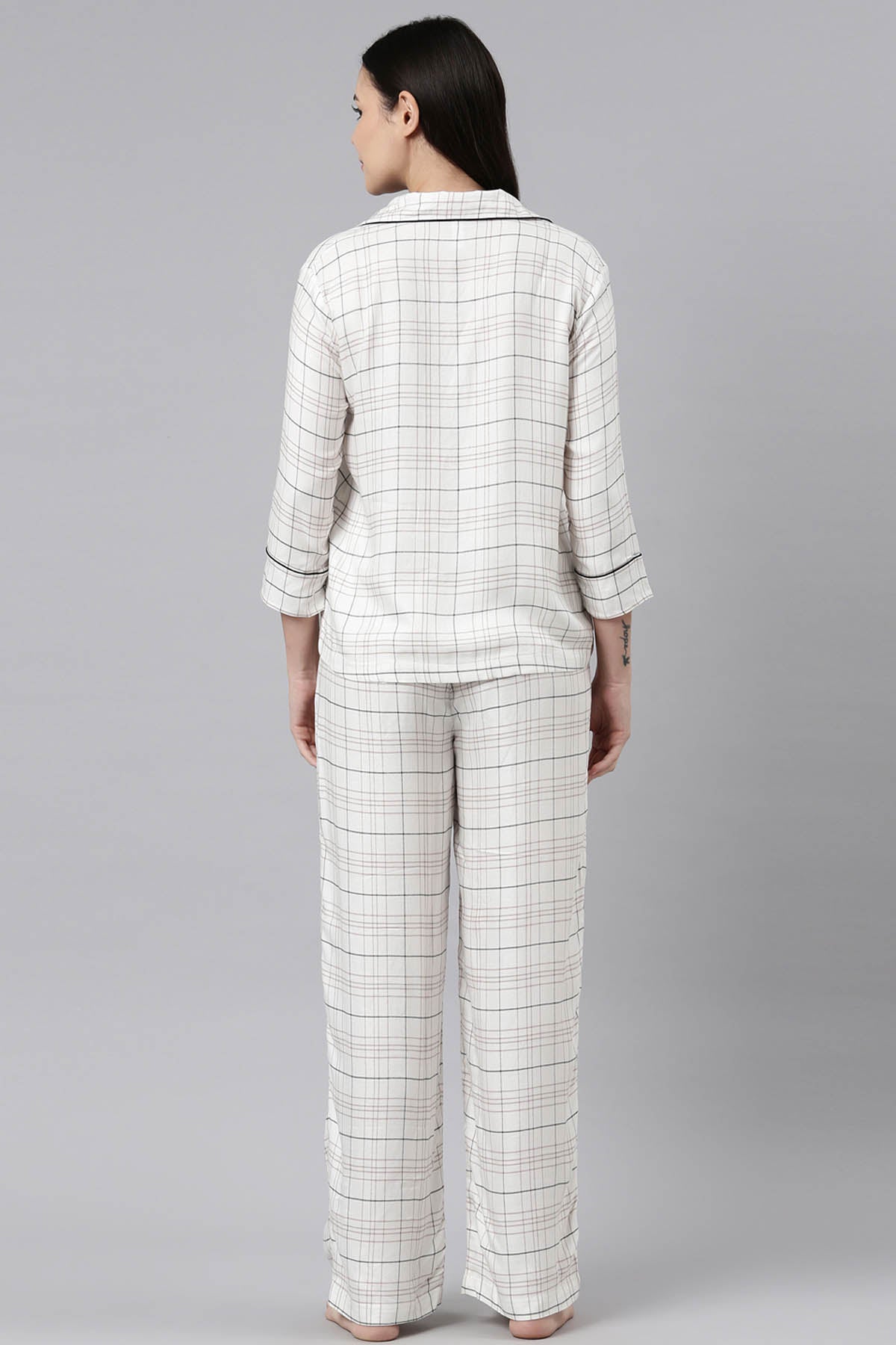 White Checkered Pyjama Set