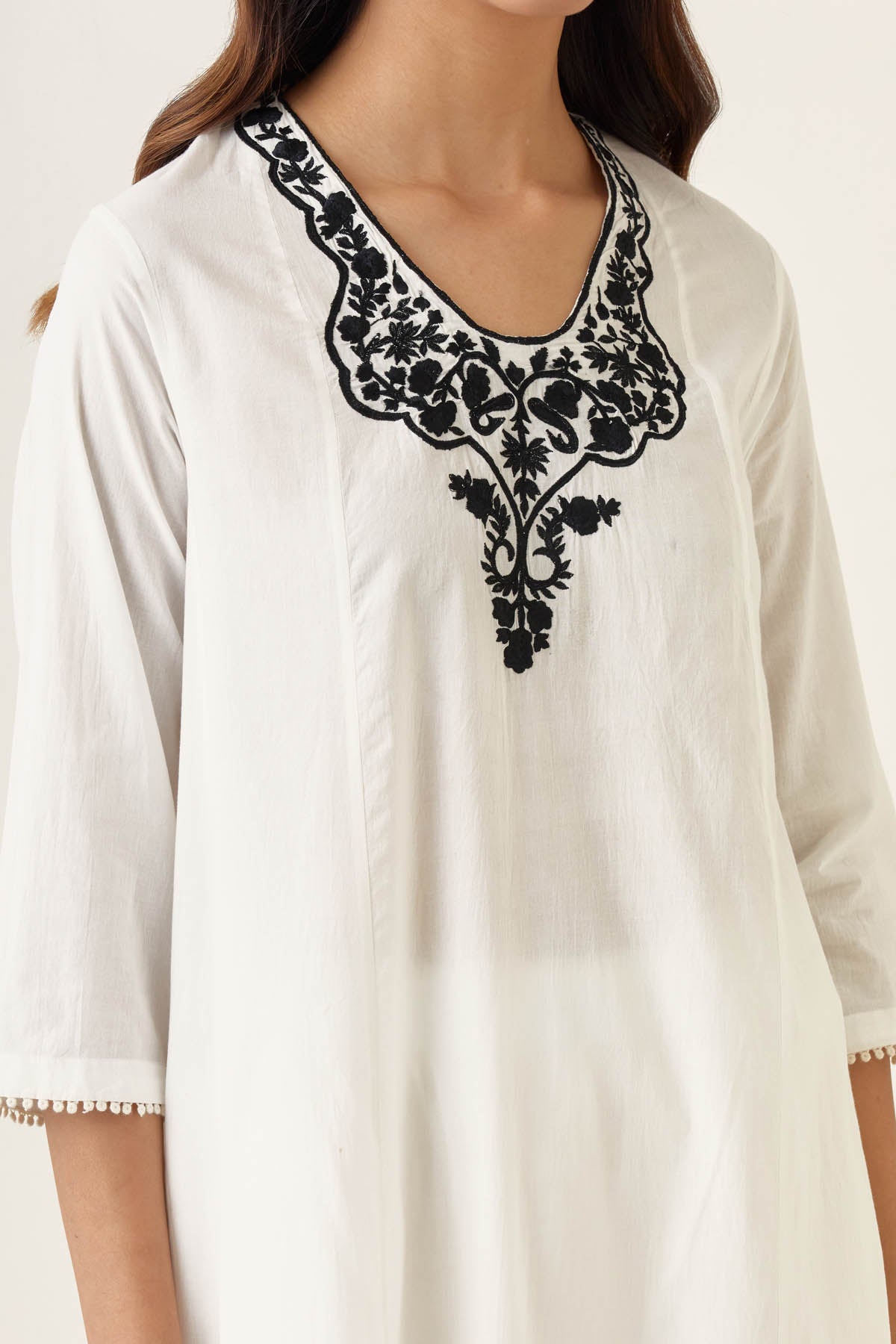 Cotton Cambric White Kurta Set