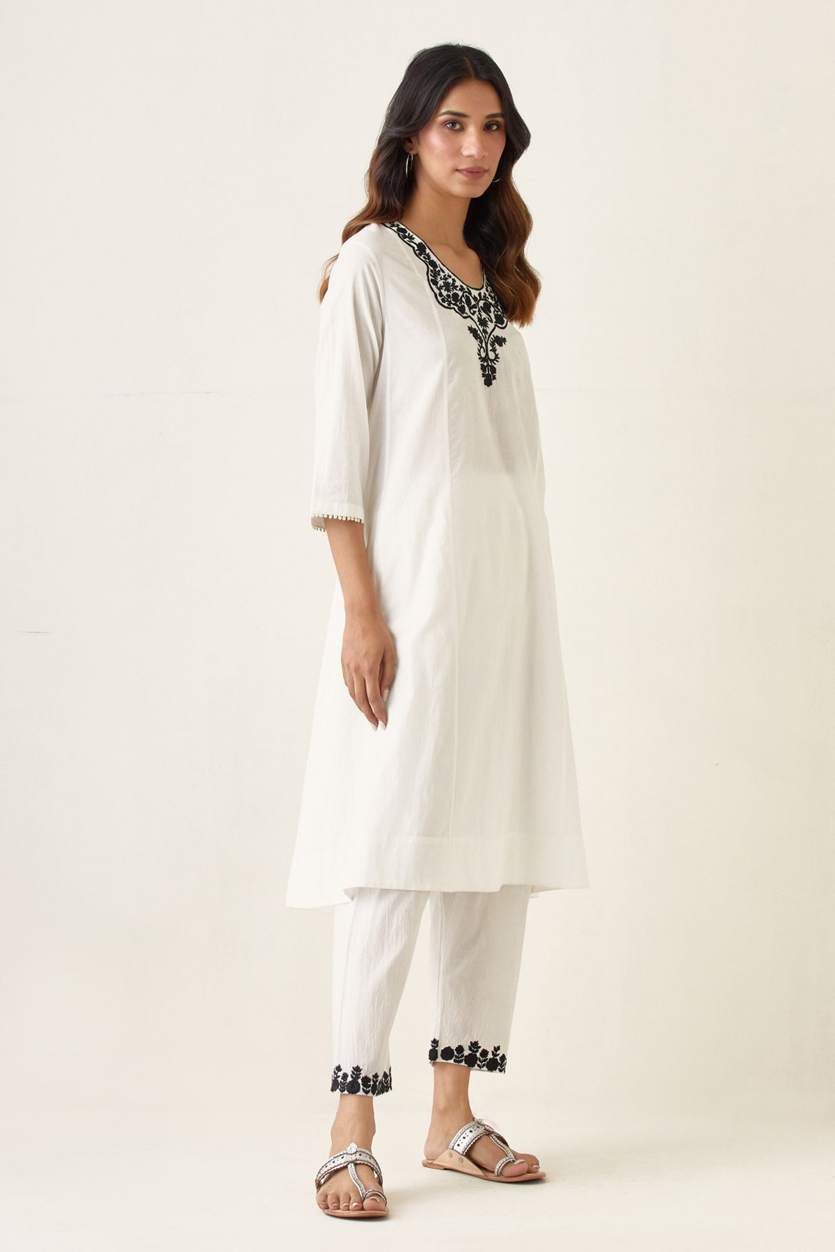 Cotton Cambric White Kurta Set