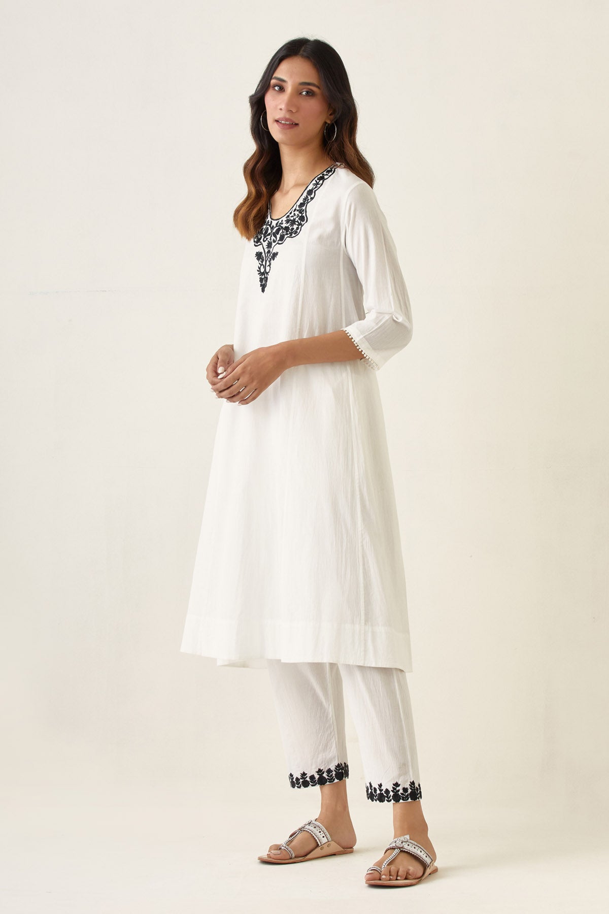 Cotton Cambric White Kurta Set