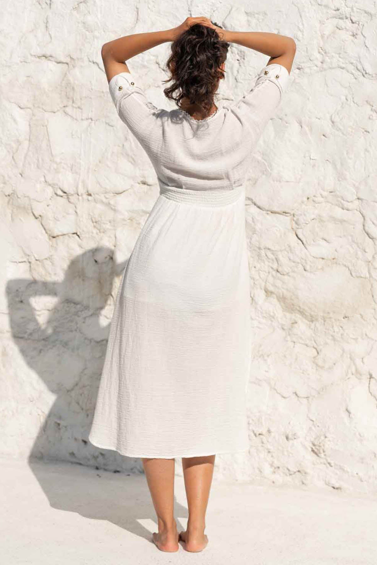 White Cotton Long Dress
