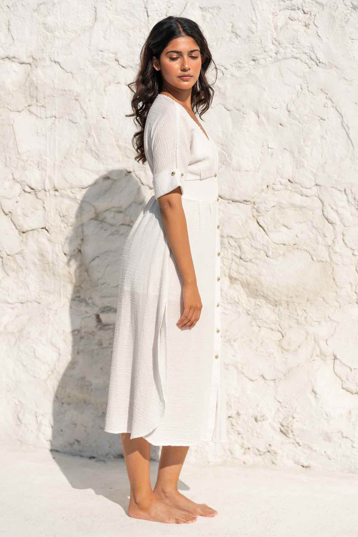 White Cotton Long Dress