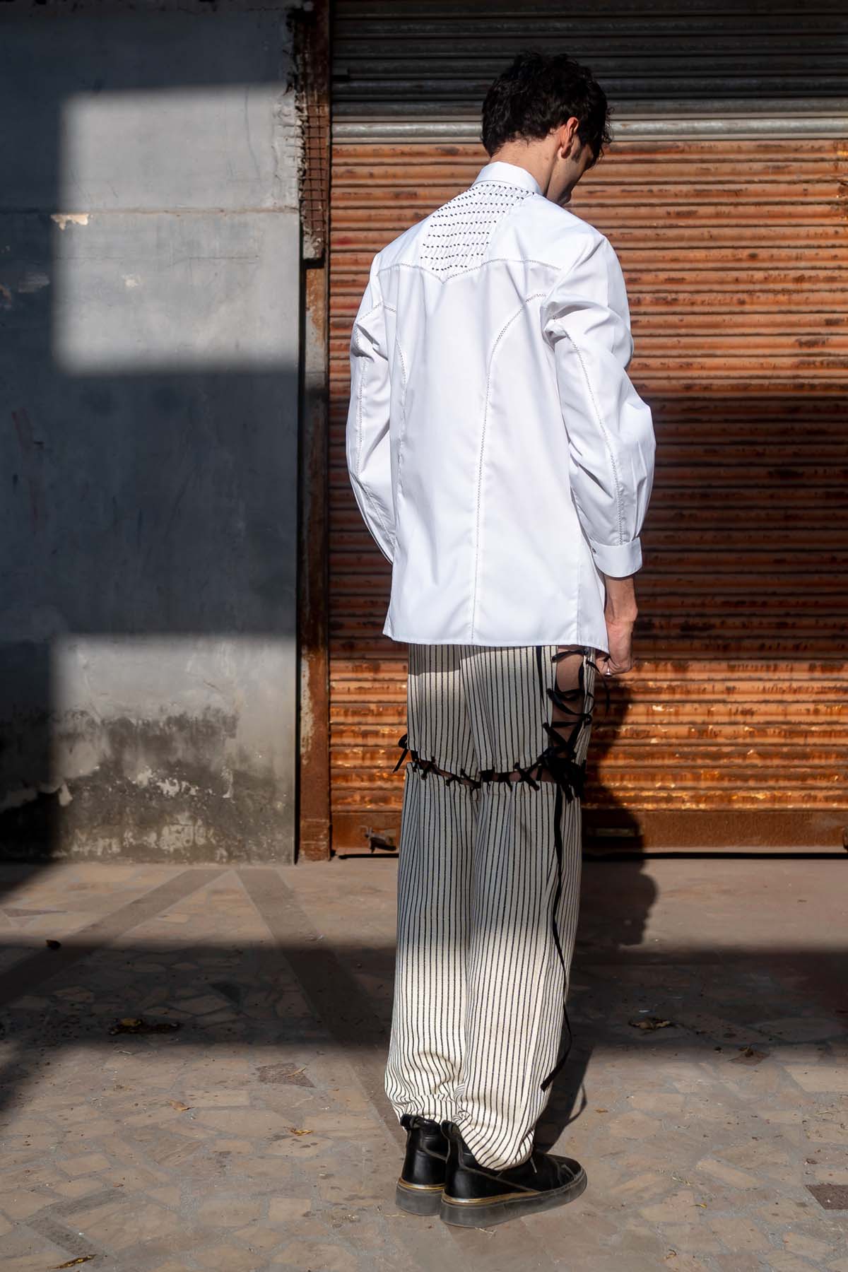 White Cotton Pintuck Shirt