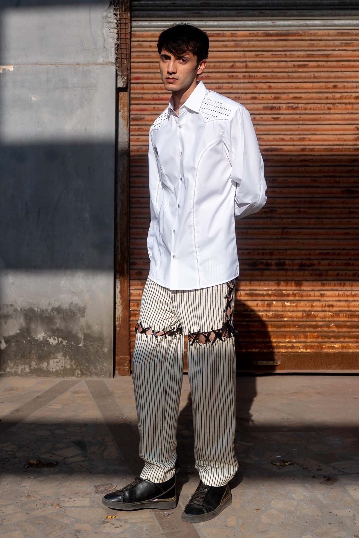 White Cotton Pintuck Shirt