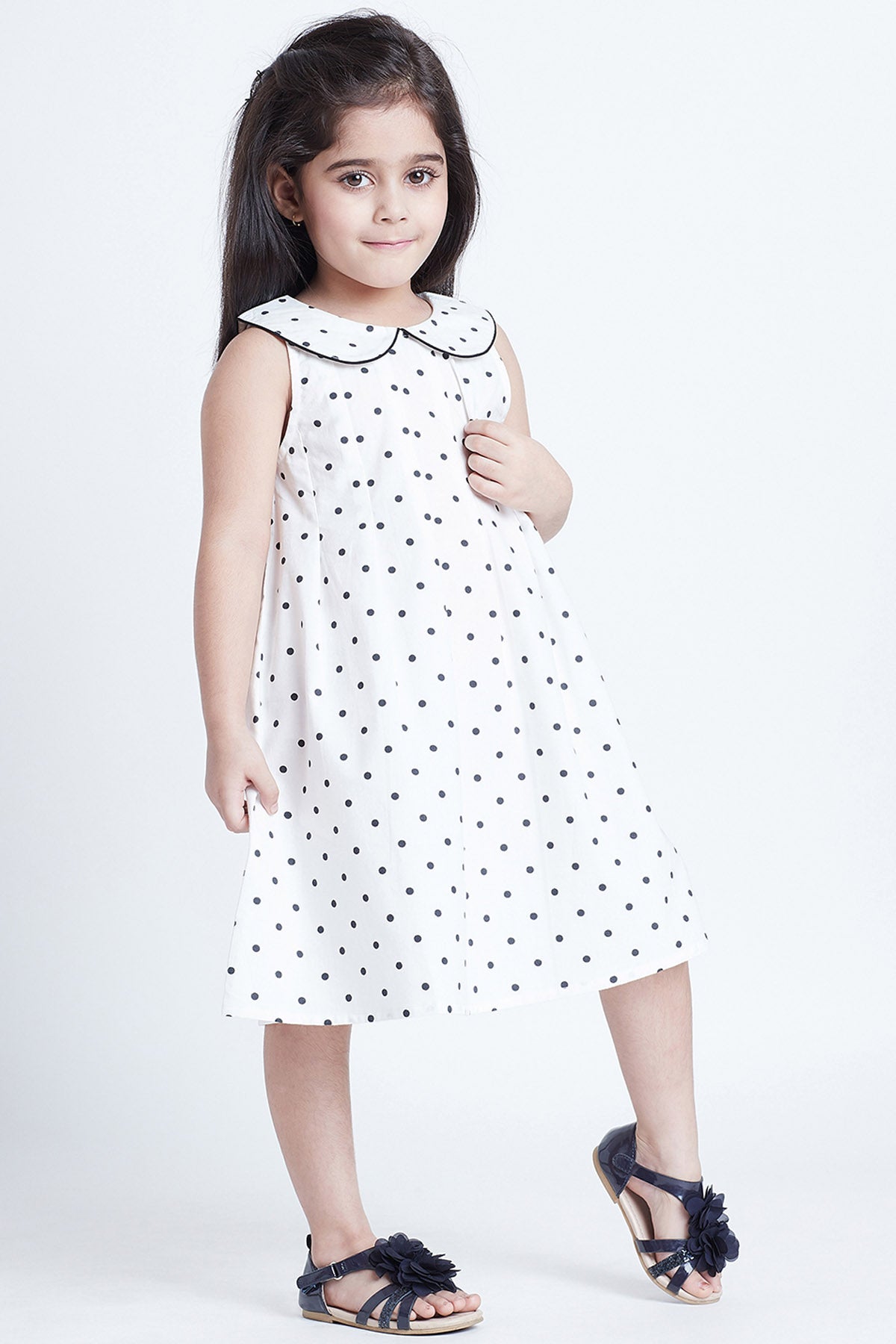 White Cotton Polka Dot Dress