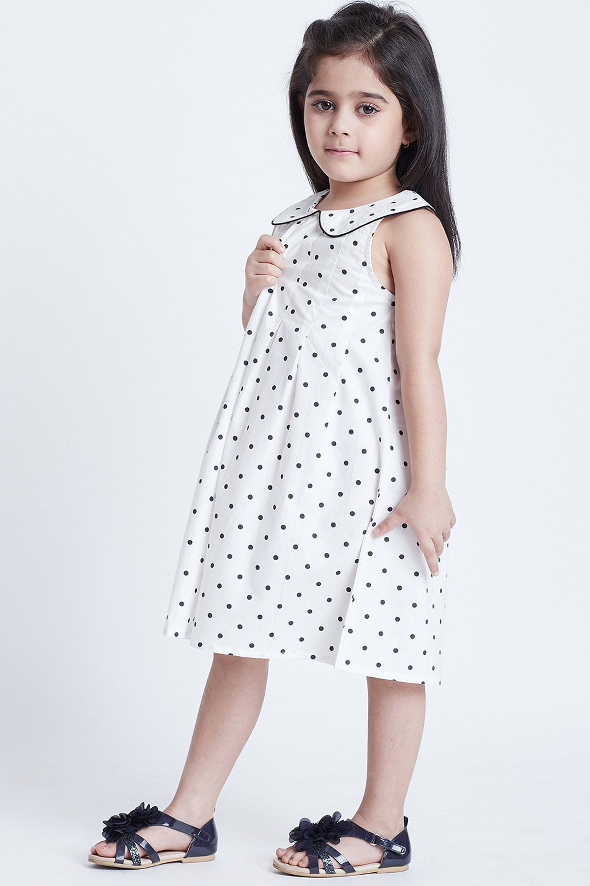 White Cotton Polka Dot Dress