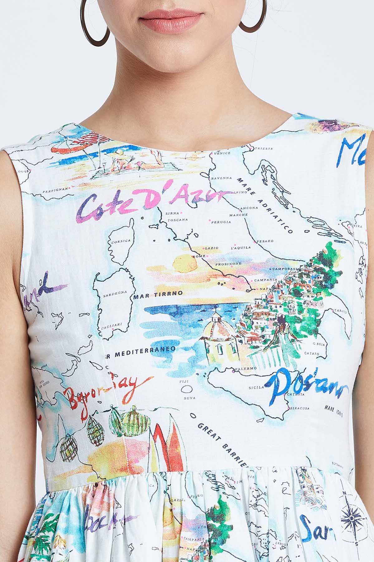 White Printed Mini Dress