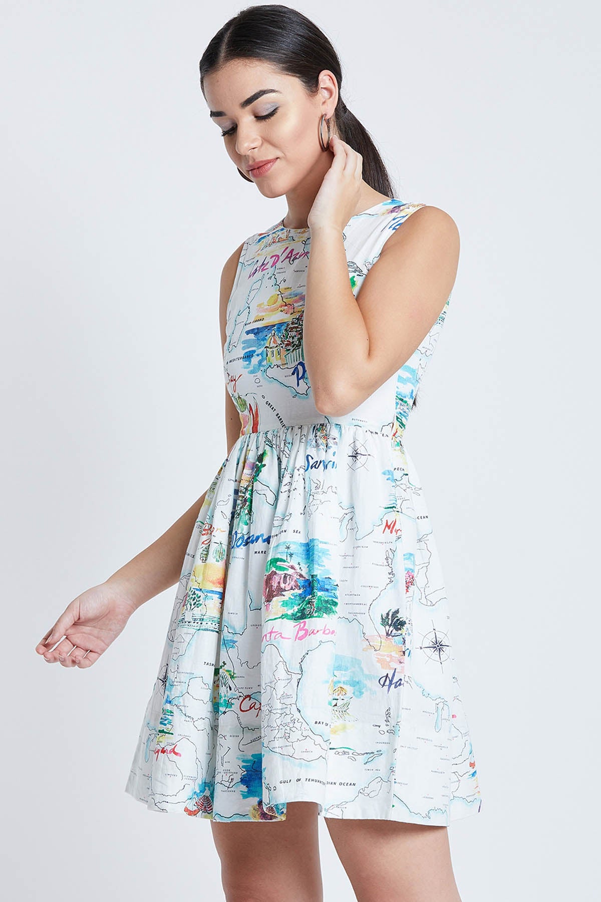 White Printed Mini Dress