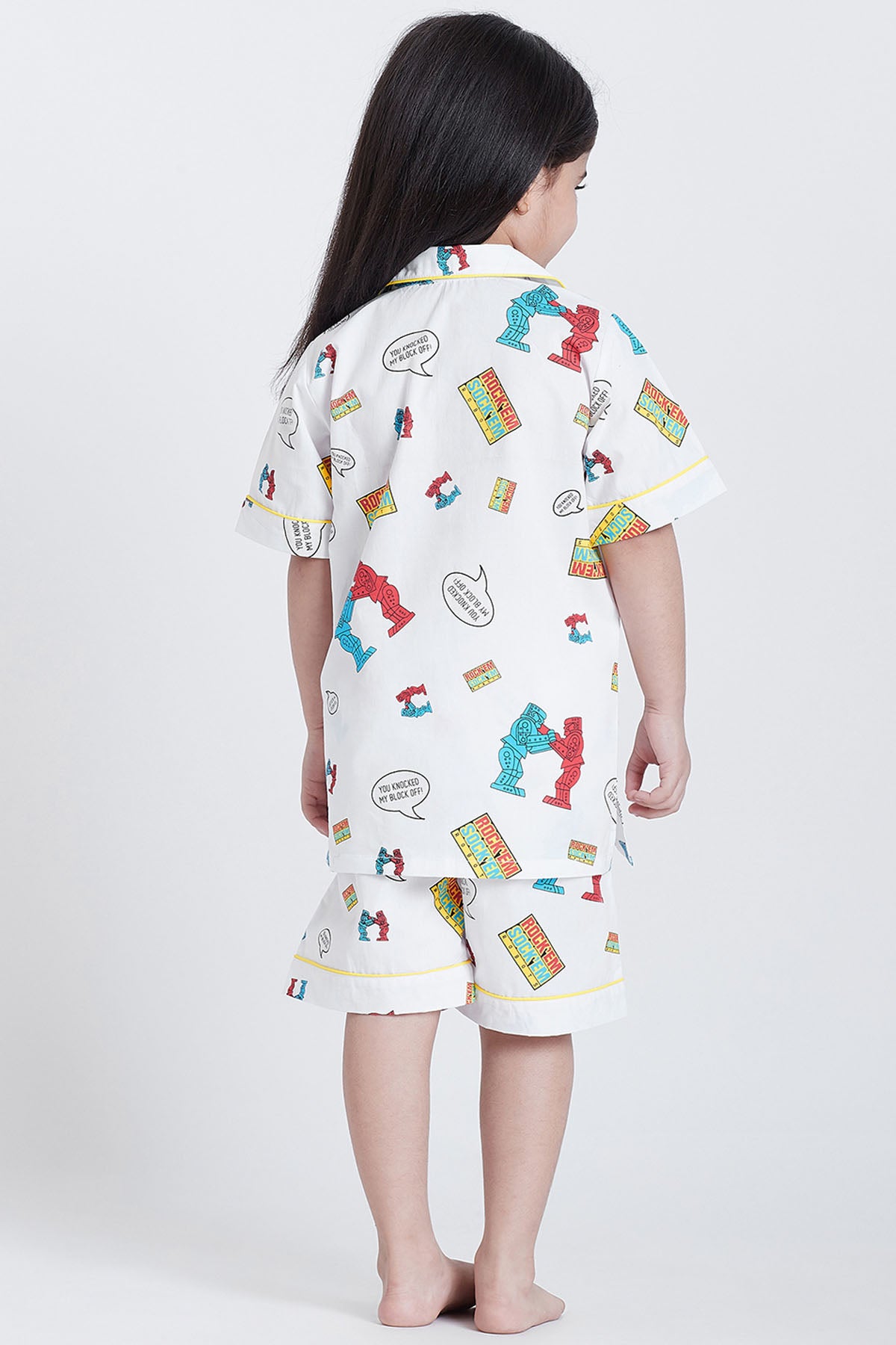White Cotton Printed Nightsuit