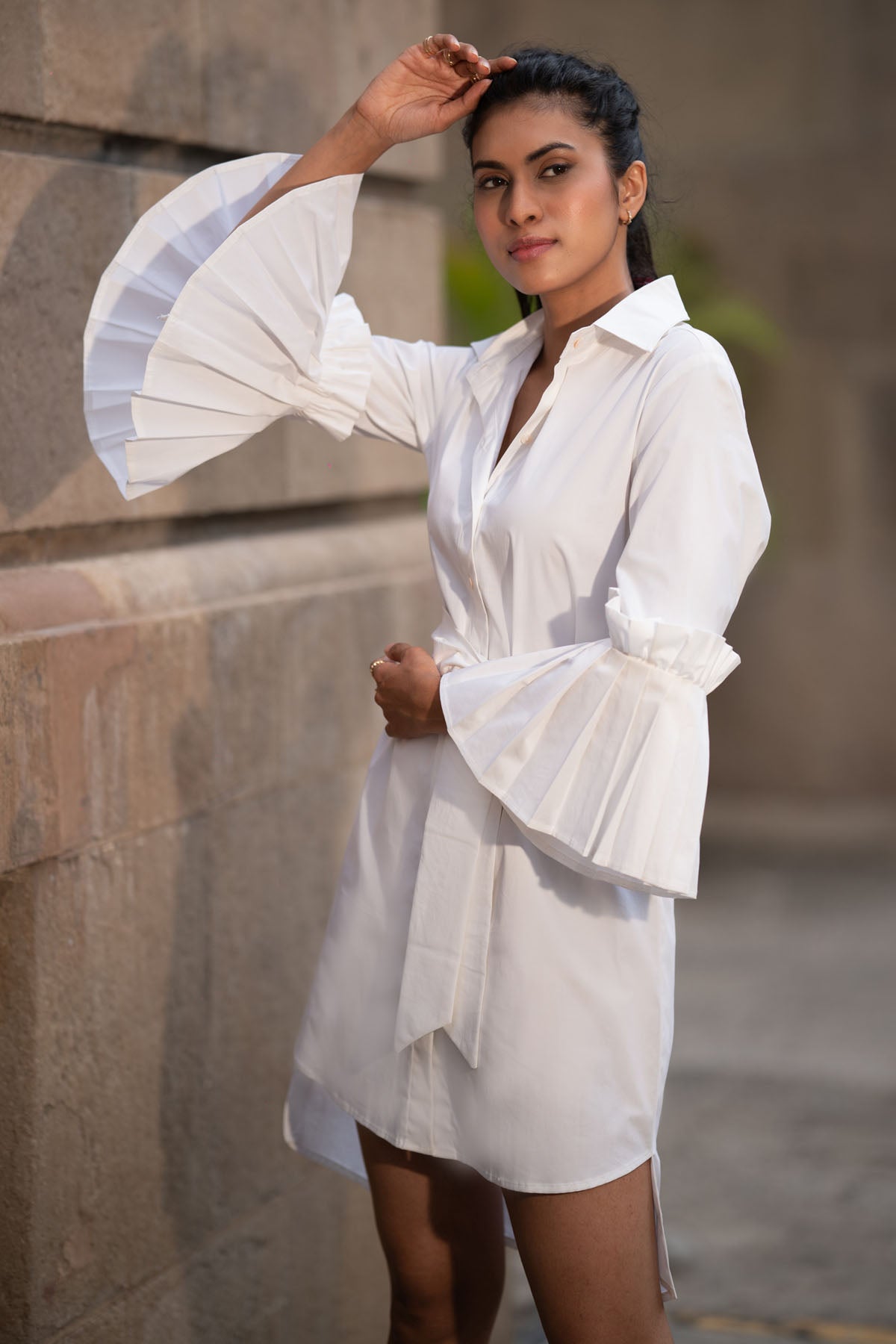 White Cotton Shirt Dress