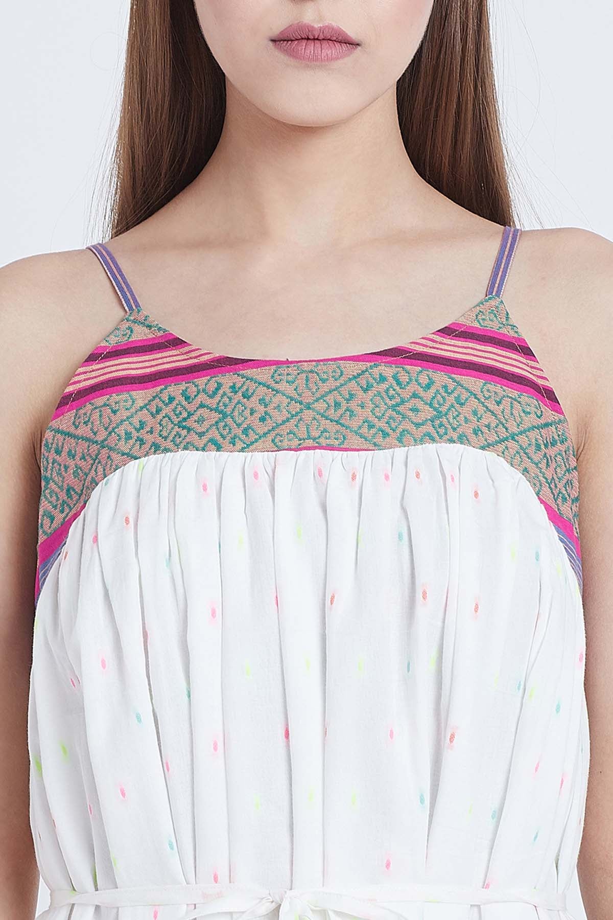 White Cotton Sleeveless Dress