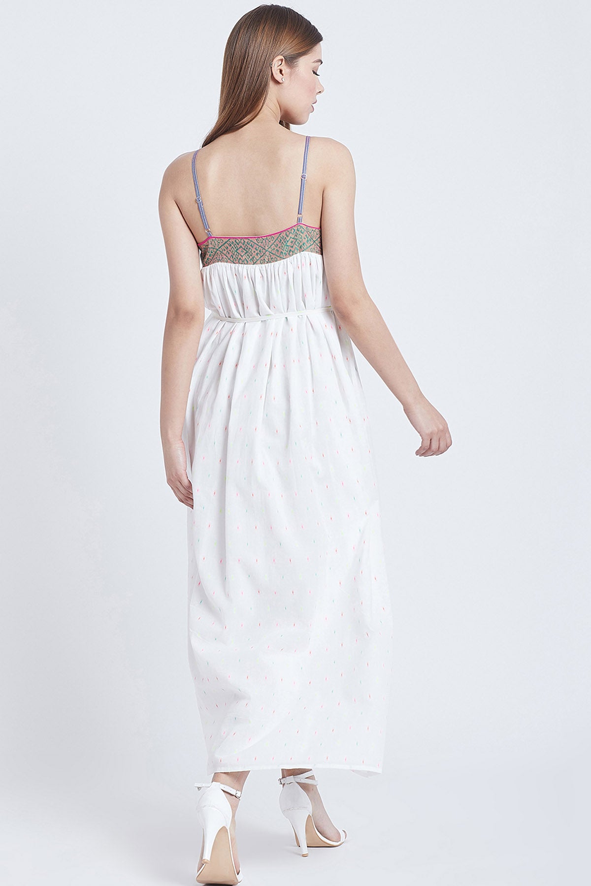 White Cotton Sleeveless Dress