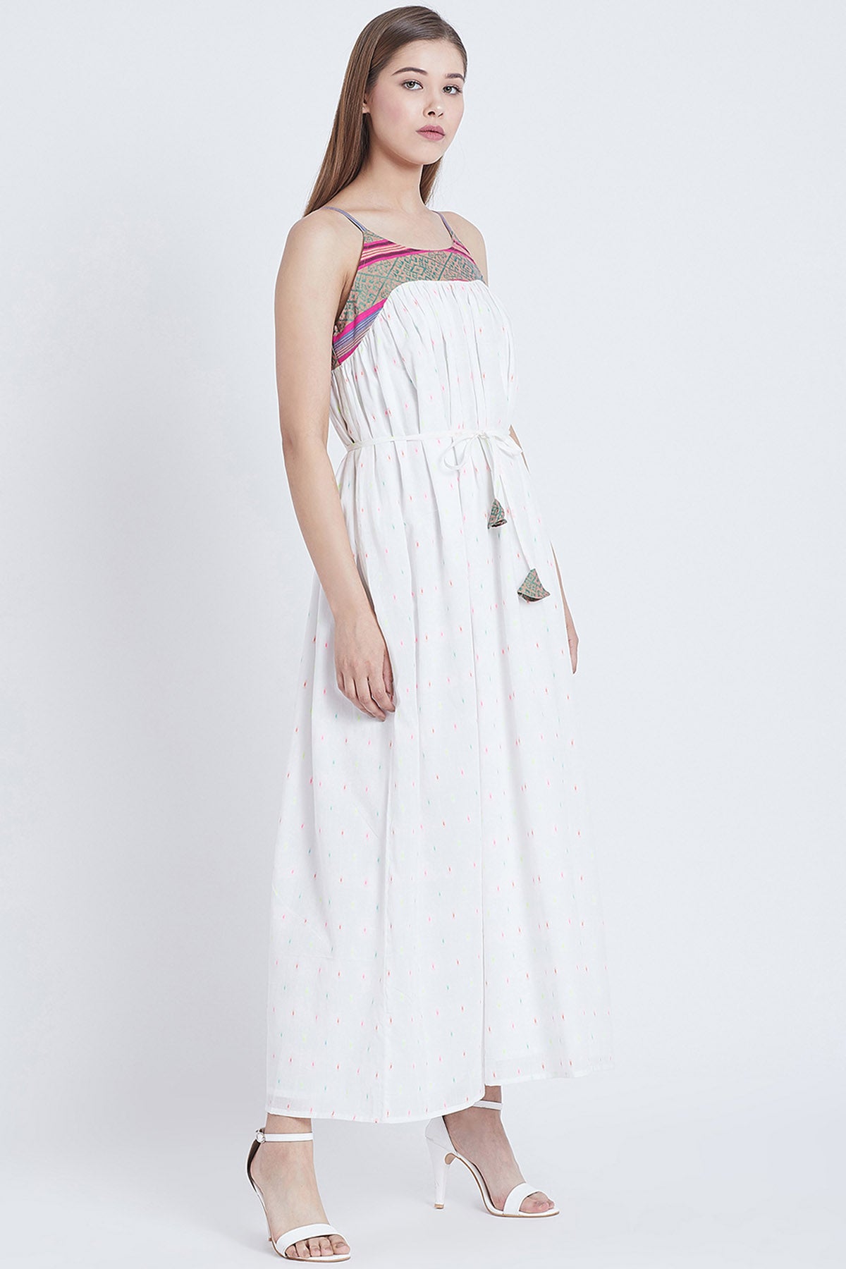 White Cotton Sleeveless Dress