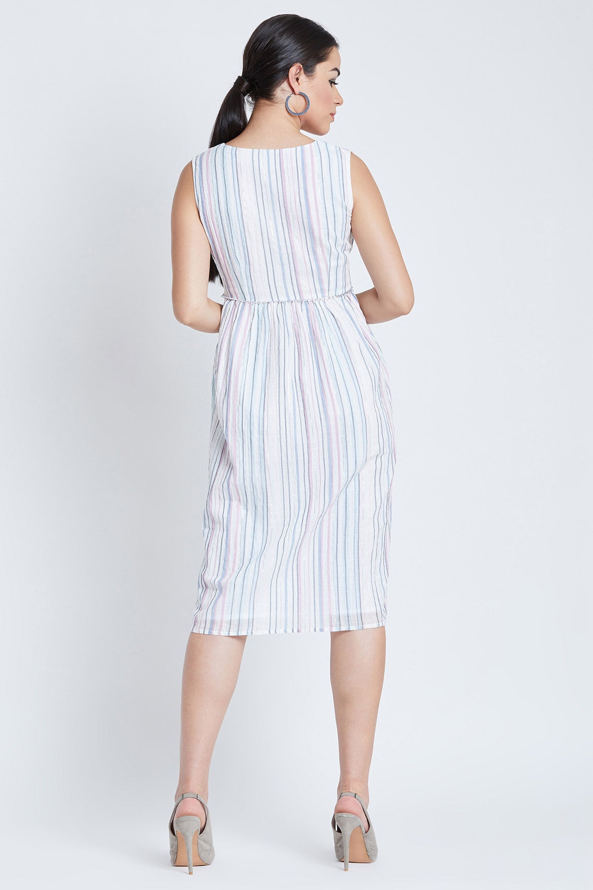 White Cotton Striped Co ord Set