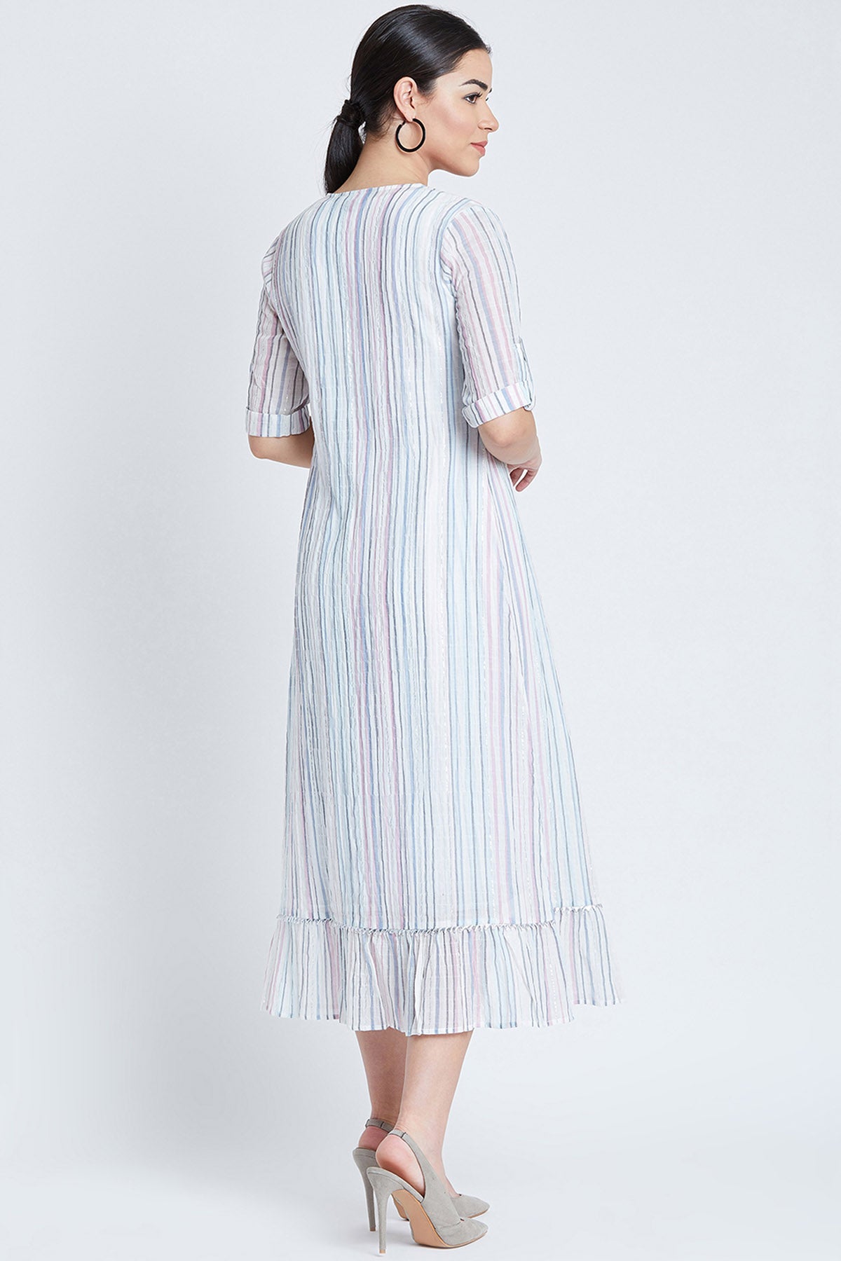 White Cotton Striped Co ord Set