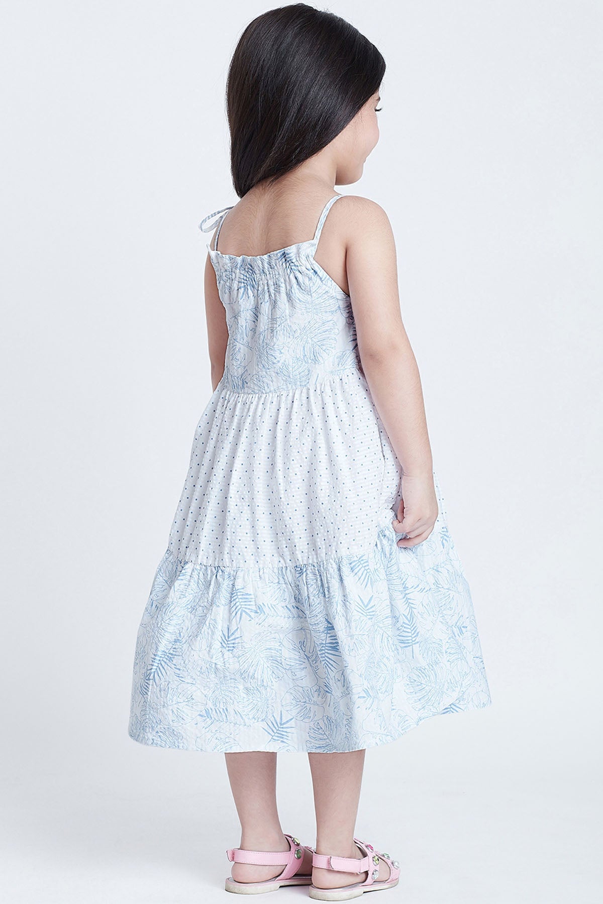 White Cotton Tiered Midi Dress