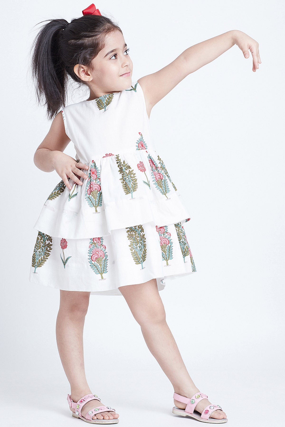 White Cotton Tiered Mini Dress