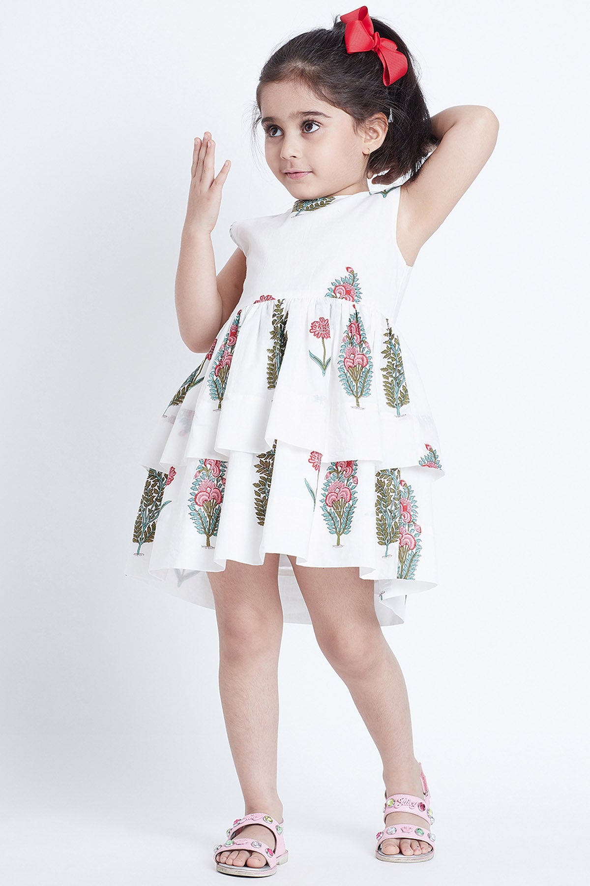White Cotton Tiered Mini Dress