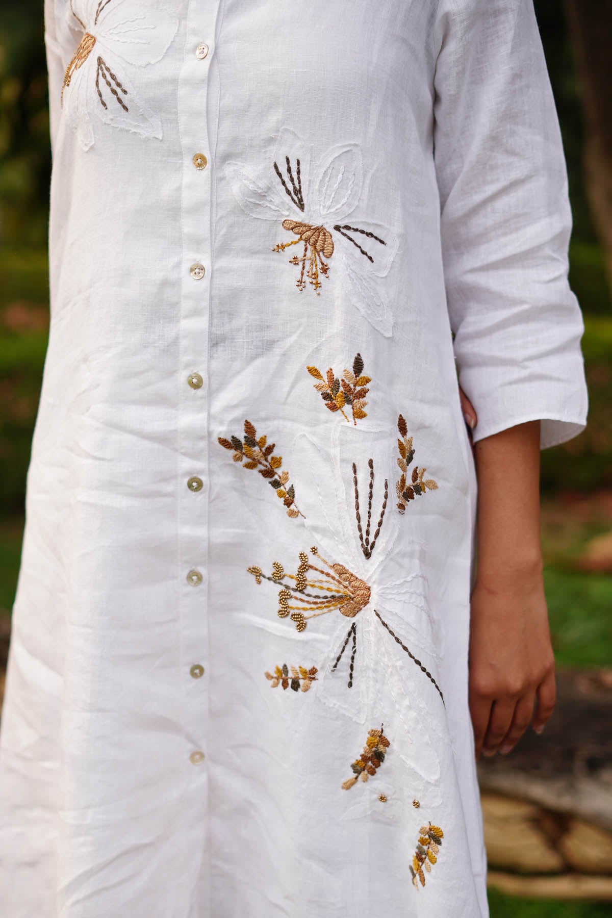 White Floral Embroidered Tunic