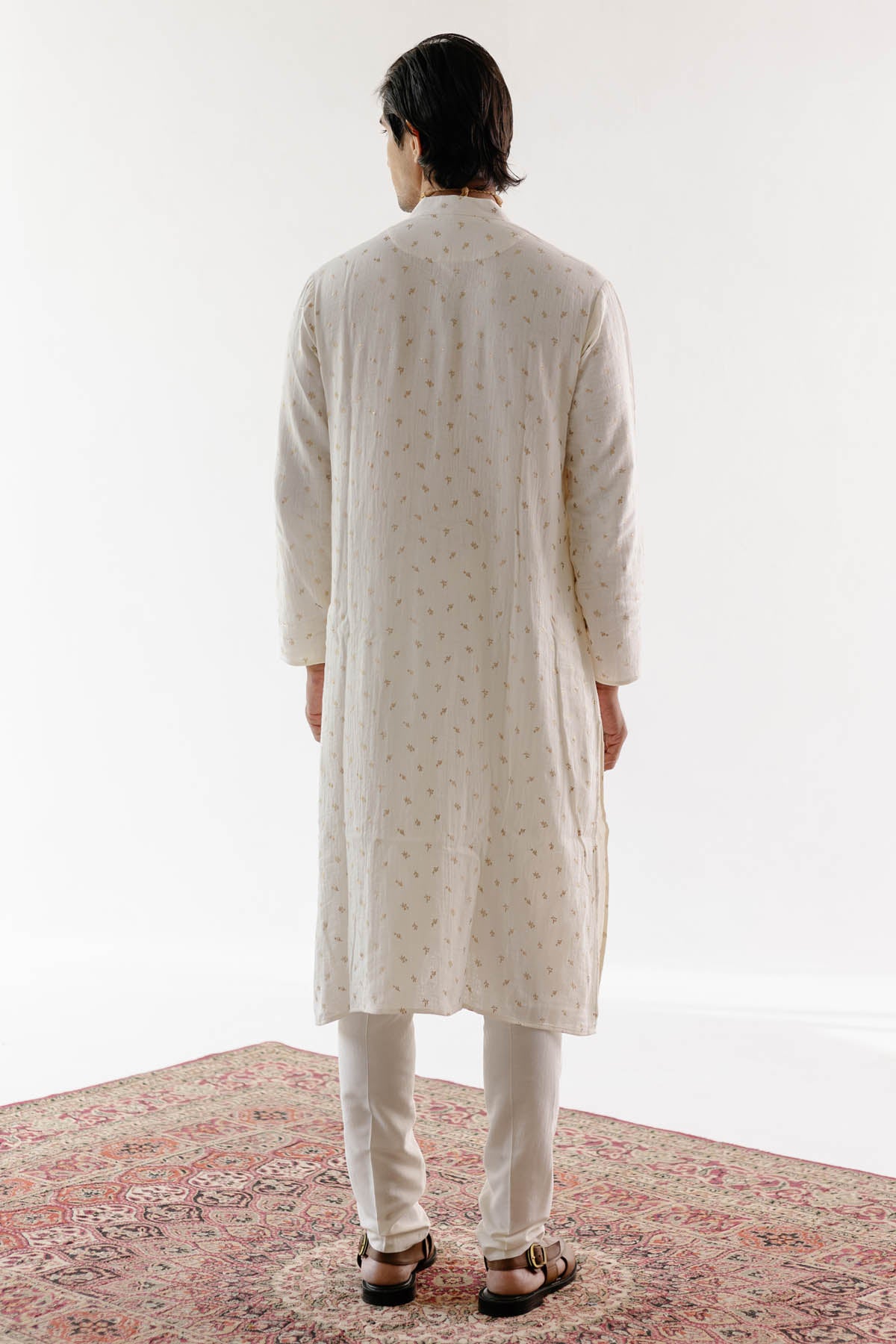 White Foil Print Kurta Set