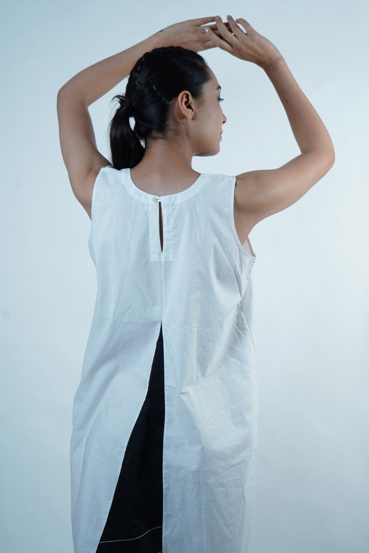 White Front Pleated Dress