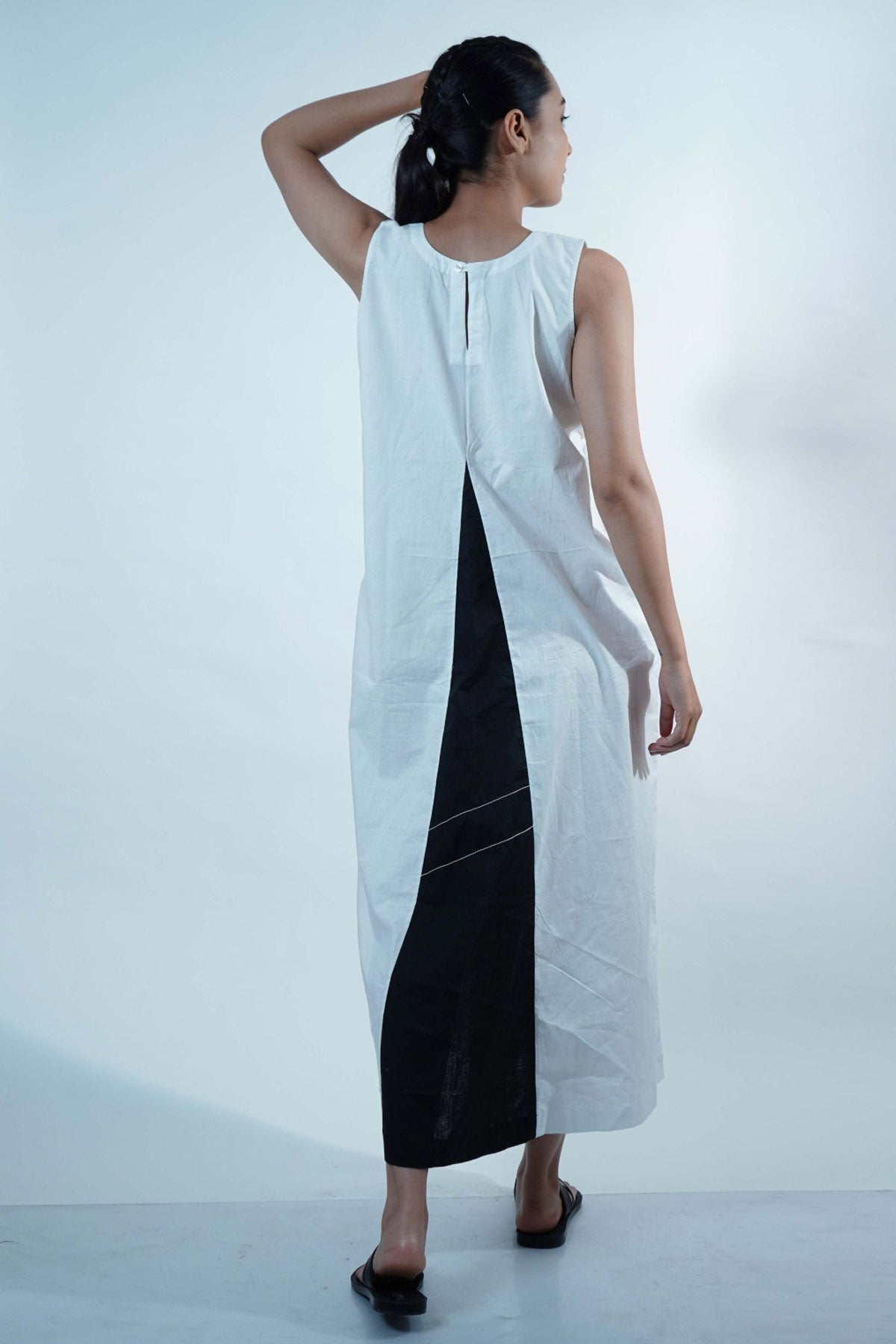 White Front Pleated Dress