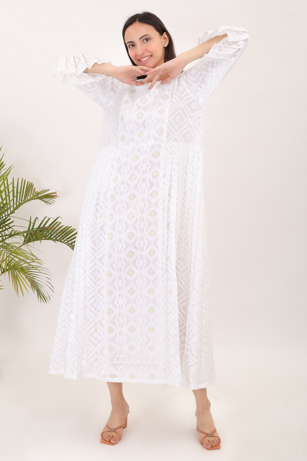 White Jamdani Cotton Dress