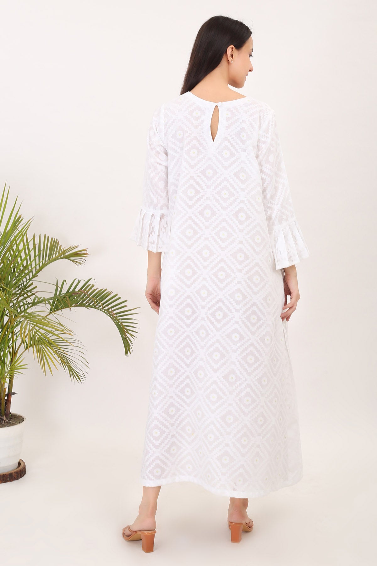 White Jamdani Cotton Dress