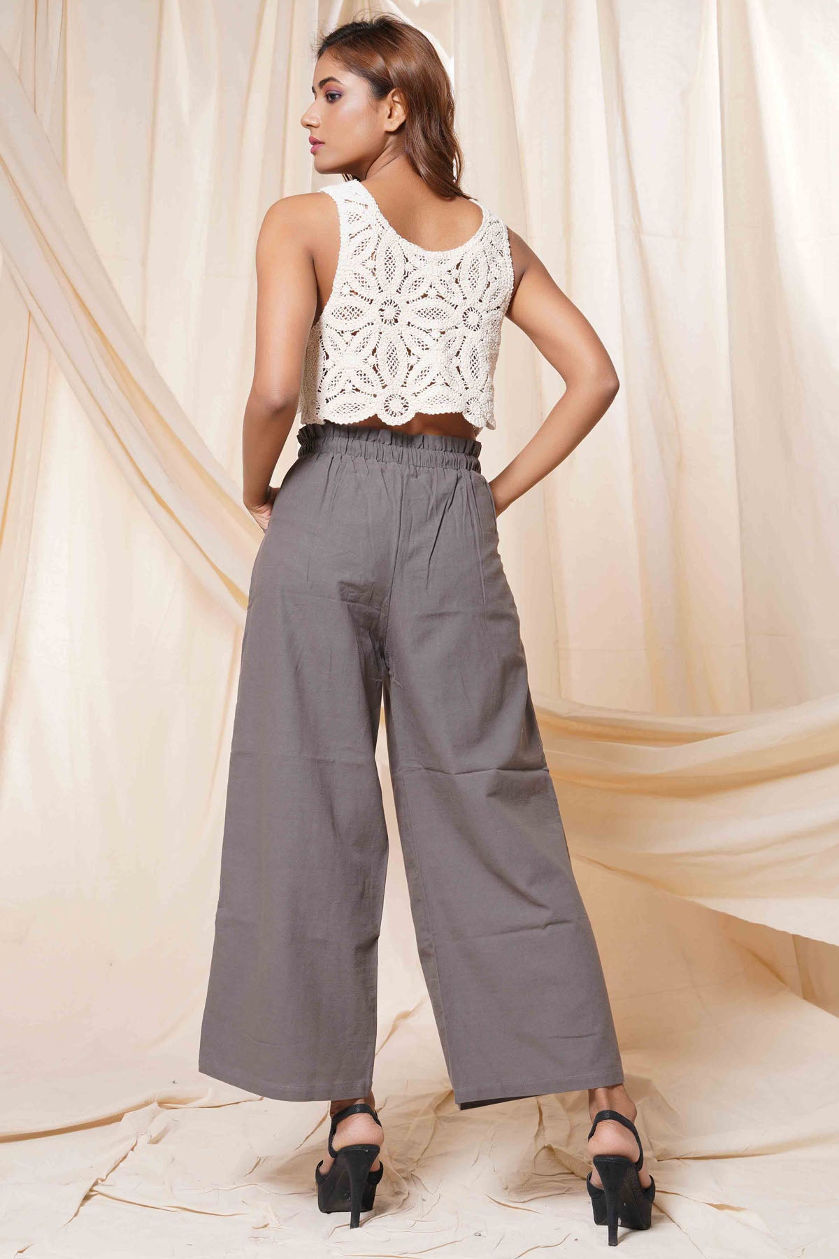 White Linen Crochet Spaghetti Top