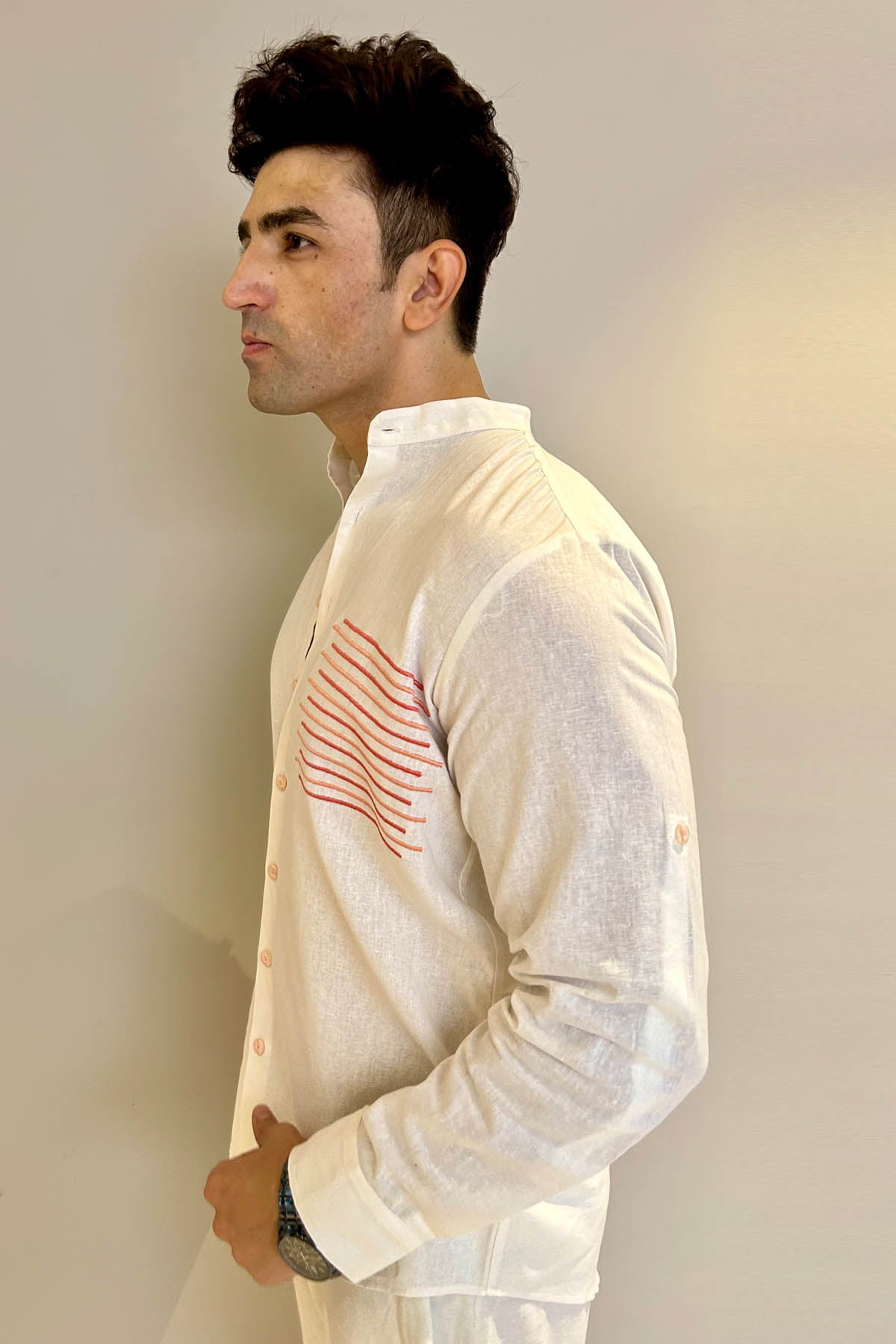 White Linen Embroidered Shirt