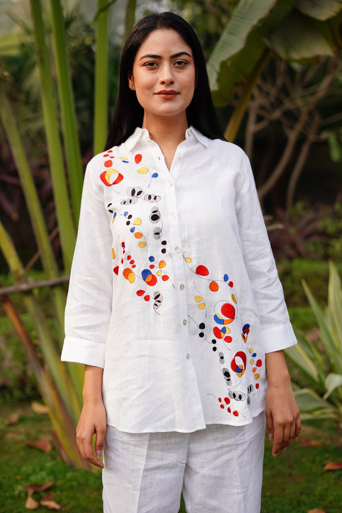 White Loose fit Linen Shirt