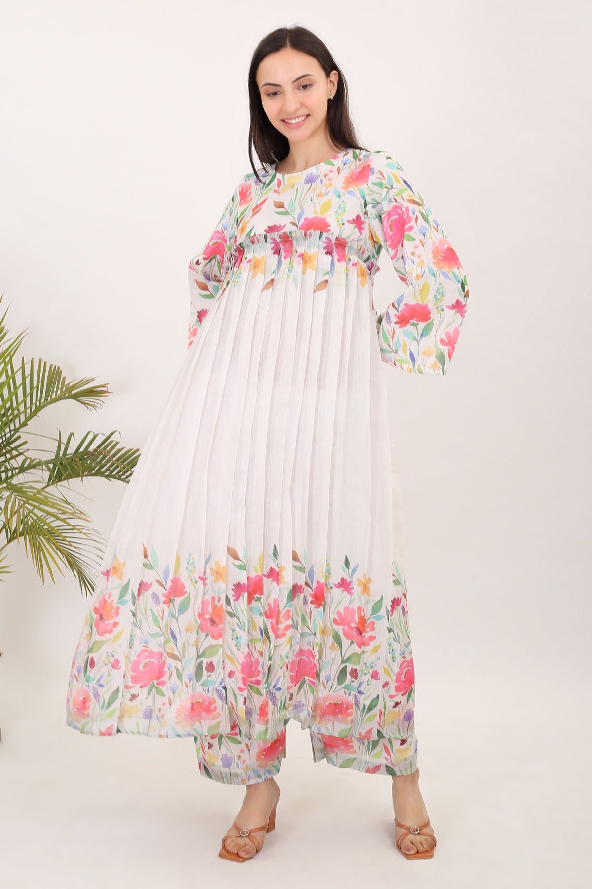 White Multi Printed Kurta Set