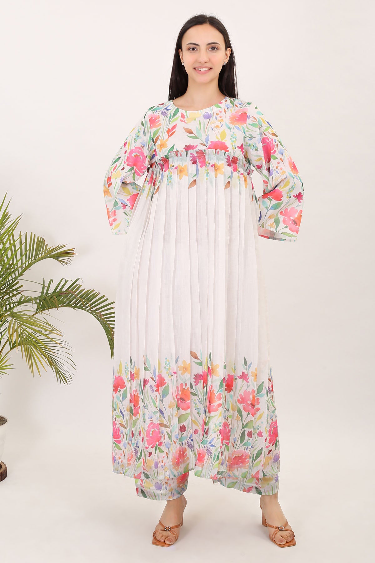 White Multi Printed Kurta Set