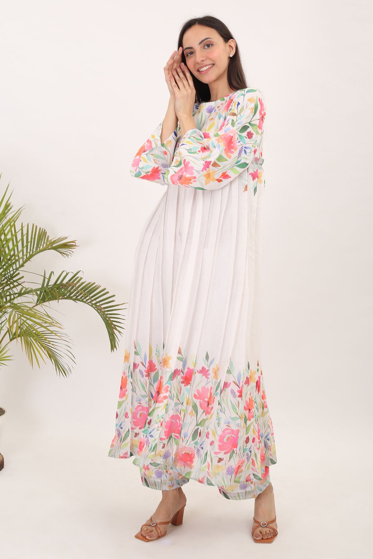 White Multi Printed Kurta Set