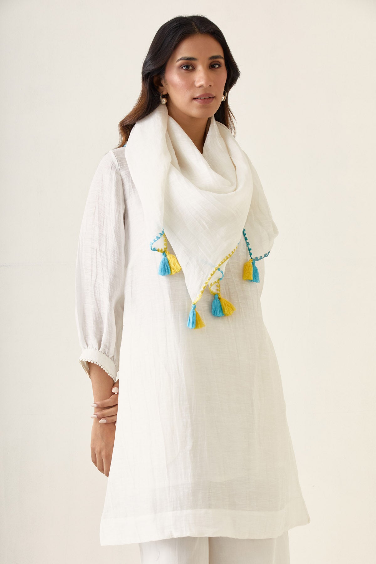 White Pure Linen Silk Kurta Set