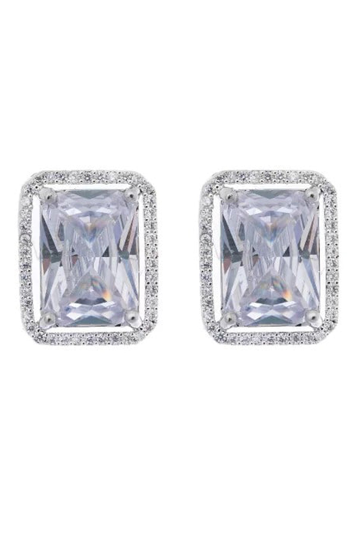 White Rectangle Diamond Studs