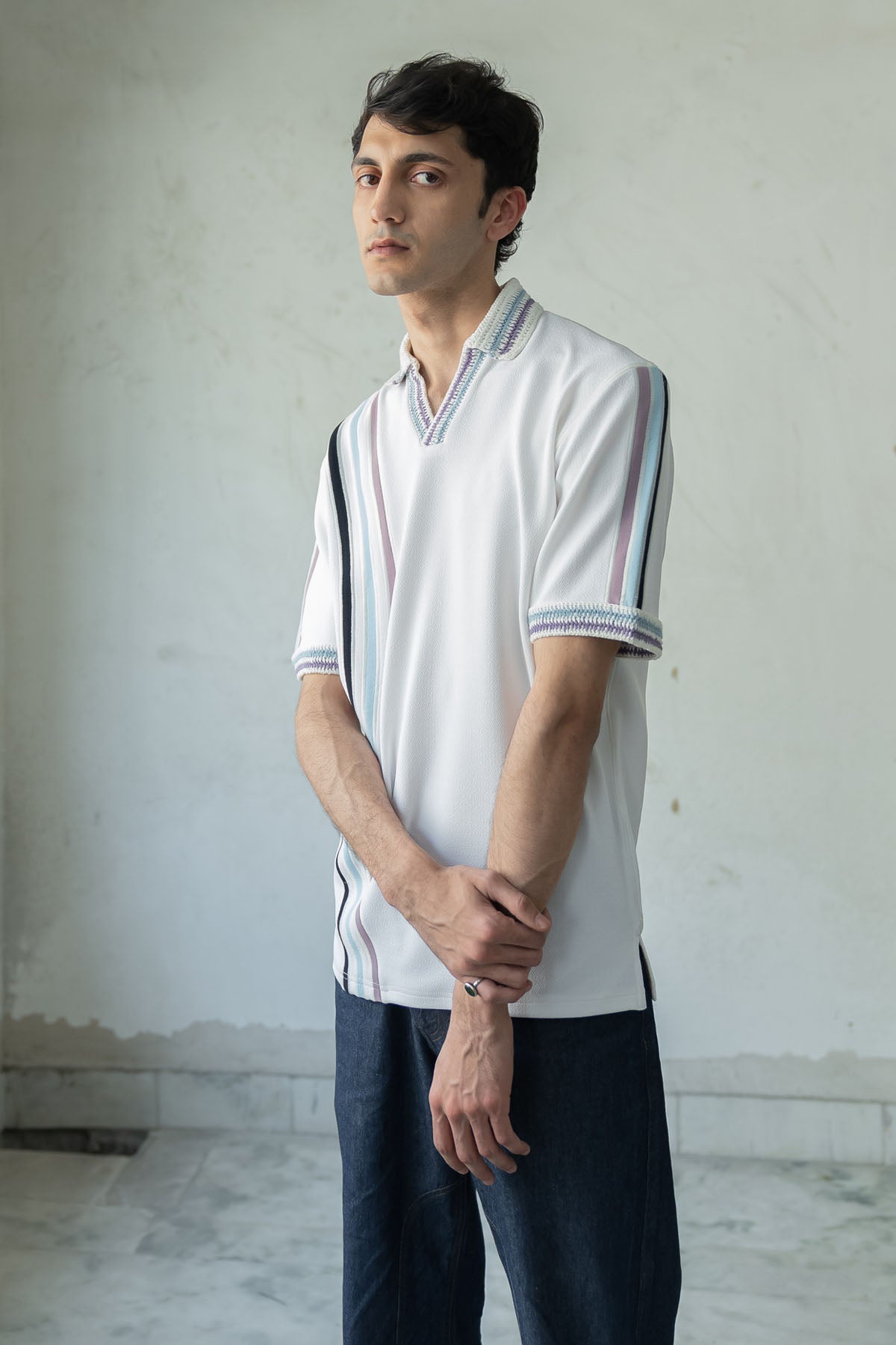 White Stripe Polo T-shirt